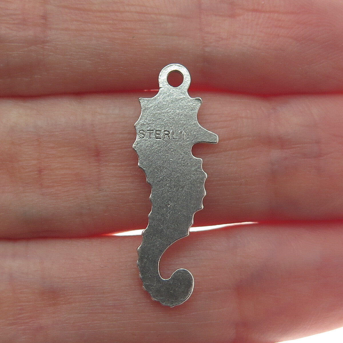 925 Sterling Silver Antique Art Deco Seahorse Minimalist Charm Pendant