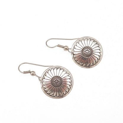 Abel Toledo Navajo Old Pawn 925 Sterling Silver Vintage Concho Dangle Earrings