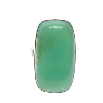 925 Sterling Silver Vintage Real Cabochon Chrysoprase Ring Size 8.5