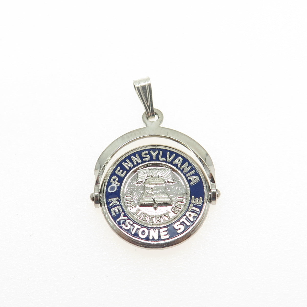 925 Sterling Silver Vintage Enamel "Pennsylvania Keystone State" Pendant