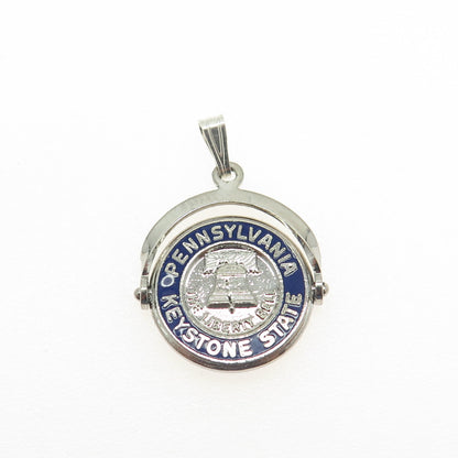 925 Sterling Silver Vintage Enamel "Pennsylvania Keystone State" Pendant