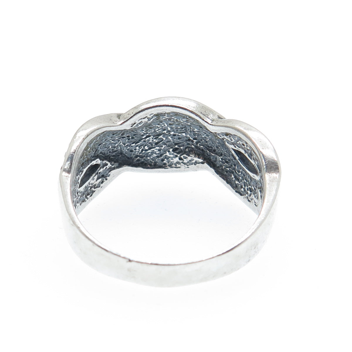 SILVER CLOUD Sterling Vintage Diamond-Cut Twisted Wavy Oxidized Ring Size 9.25