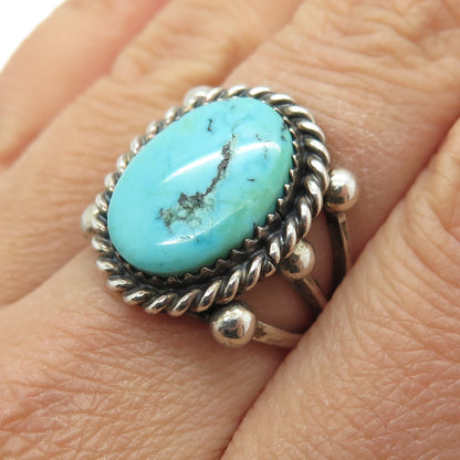 THOMAS CARUSETTA Old Pawn 925 Sterling Silver Vintage Real Turquoise Ring Size 7