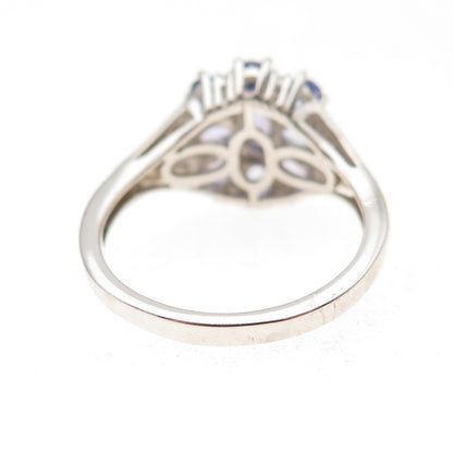 Chuck Clemency 925 Sterling Silver Real Tanzanite & White Topaz Ring Size 8