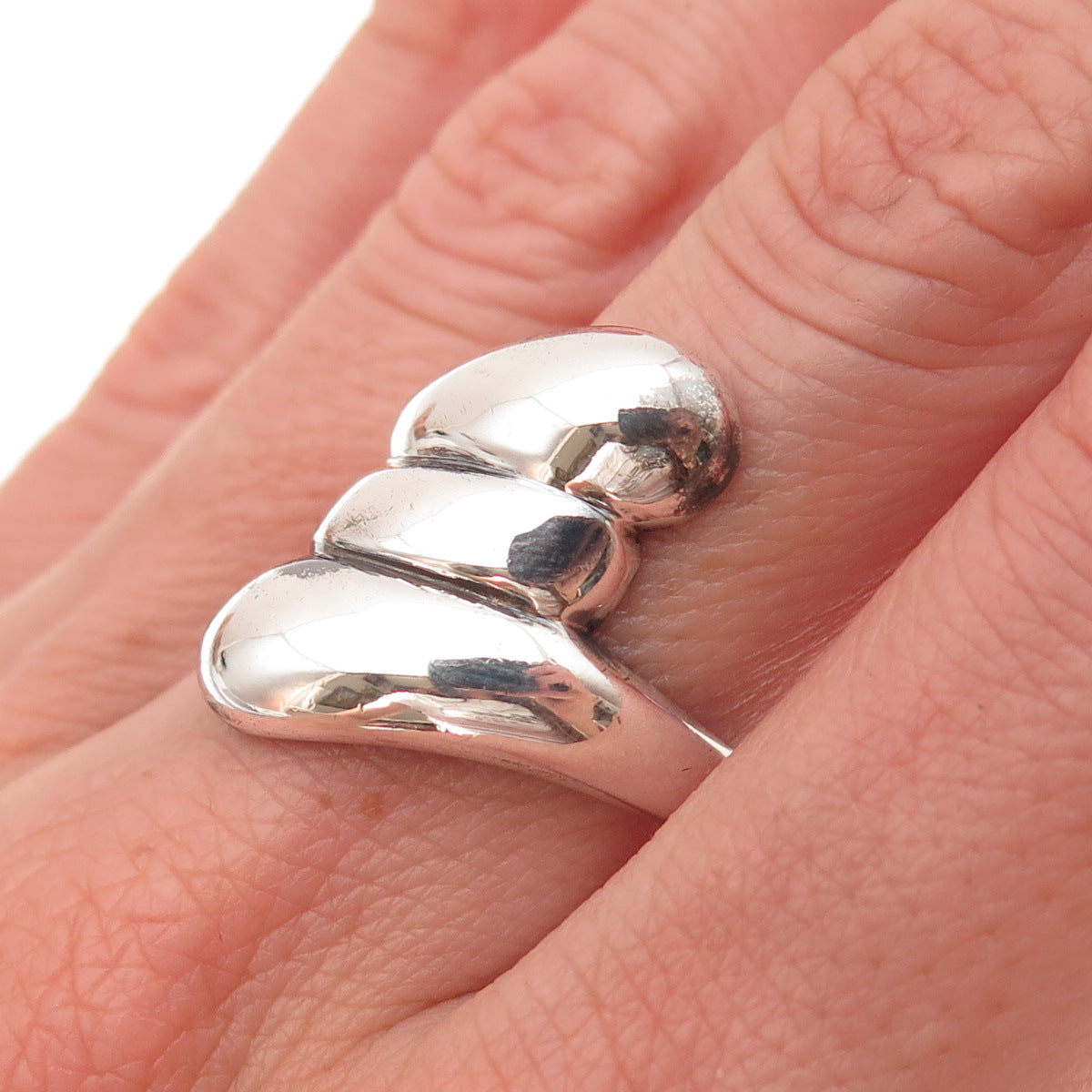 925 Sterling Silver Vintage Modernist Oxidized Ring Size 7.5