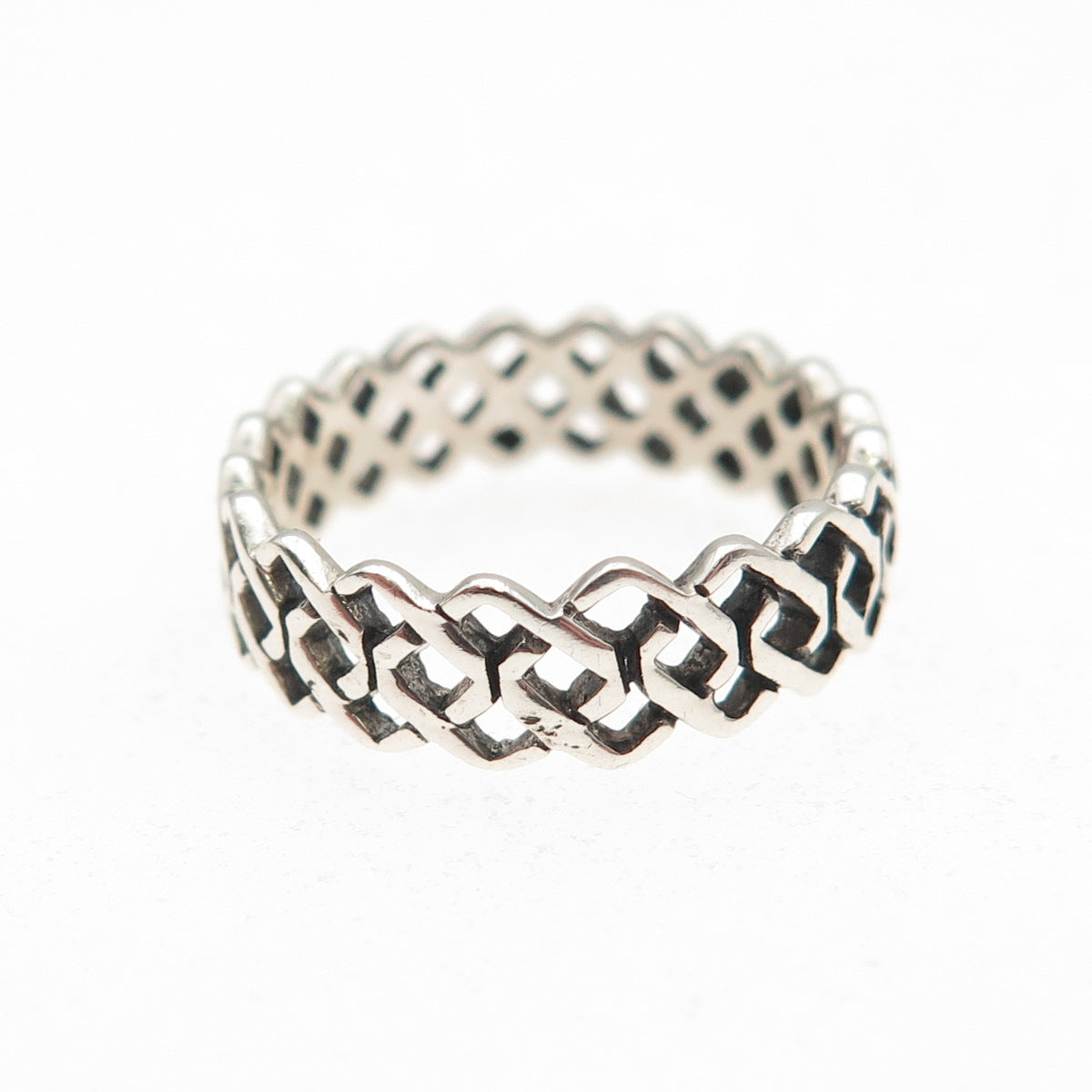 925 Sterling Silver Vintage Celtic Knot Oxidized Band Ring Size 5