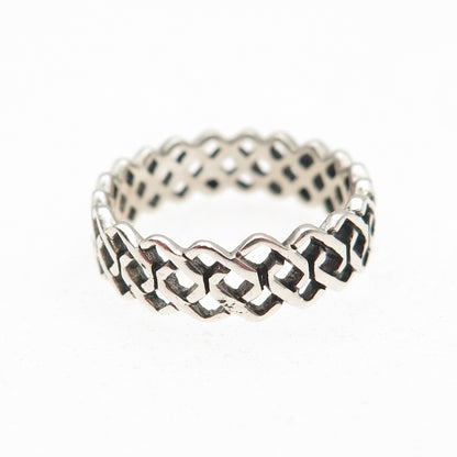 925 Sterling Silver Vintage Celtic Knot Oxidized Band Ring Size 5