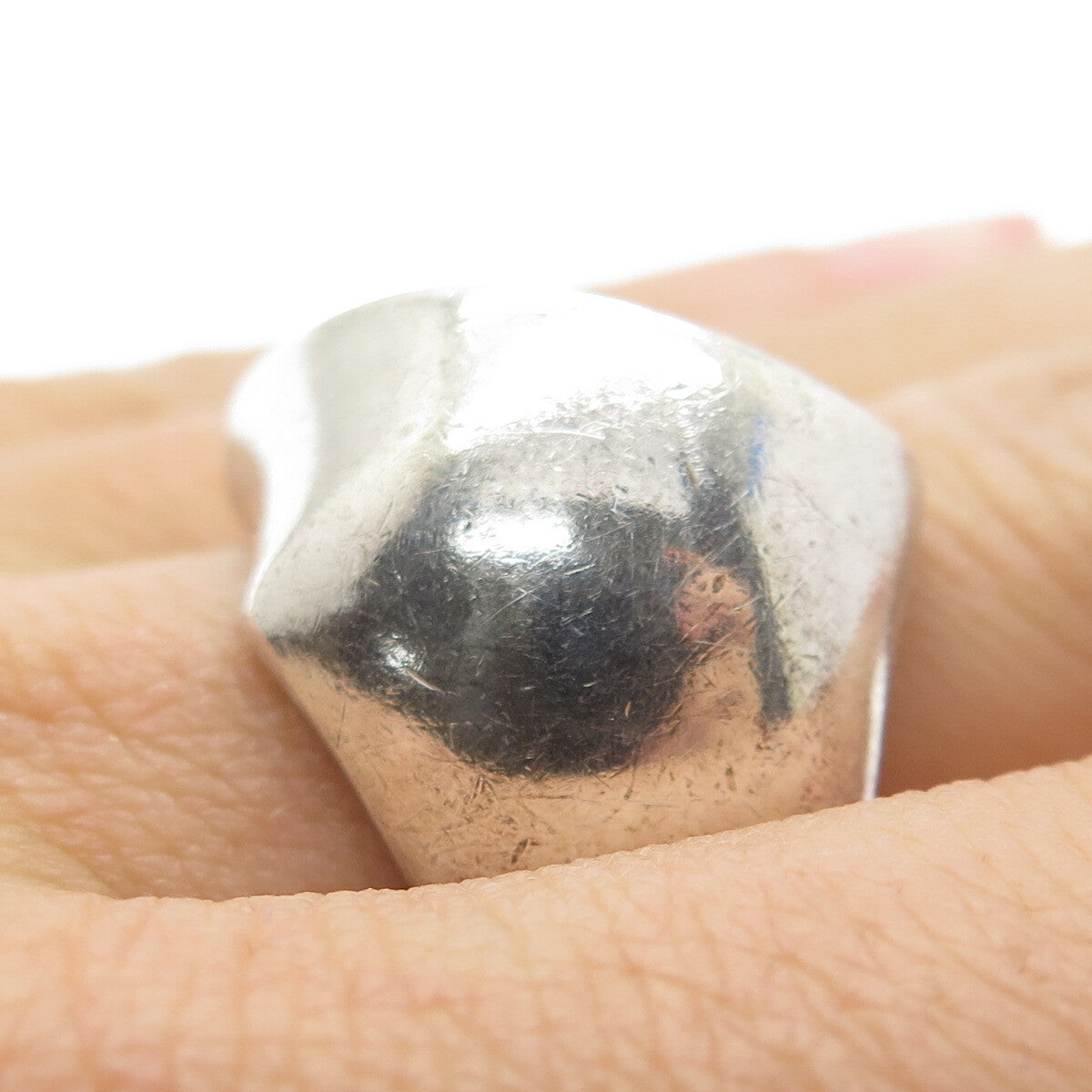 925 Sterling Silver Vintage Italy Modernist Dome Ring Size 8.75