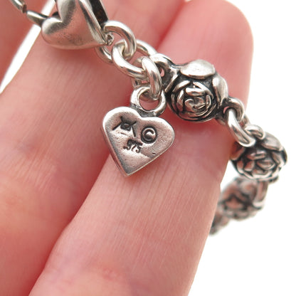 Mary Kay Donnelly 925 Sterling Silver Vintage Rosebud Link Bracelet 6.75"