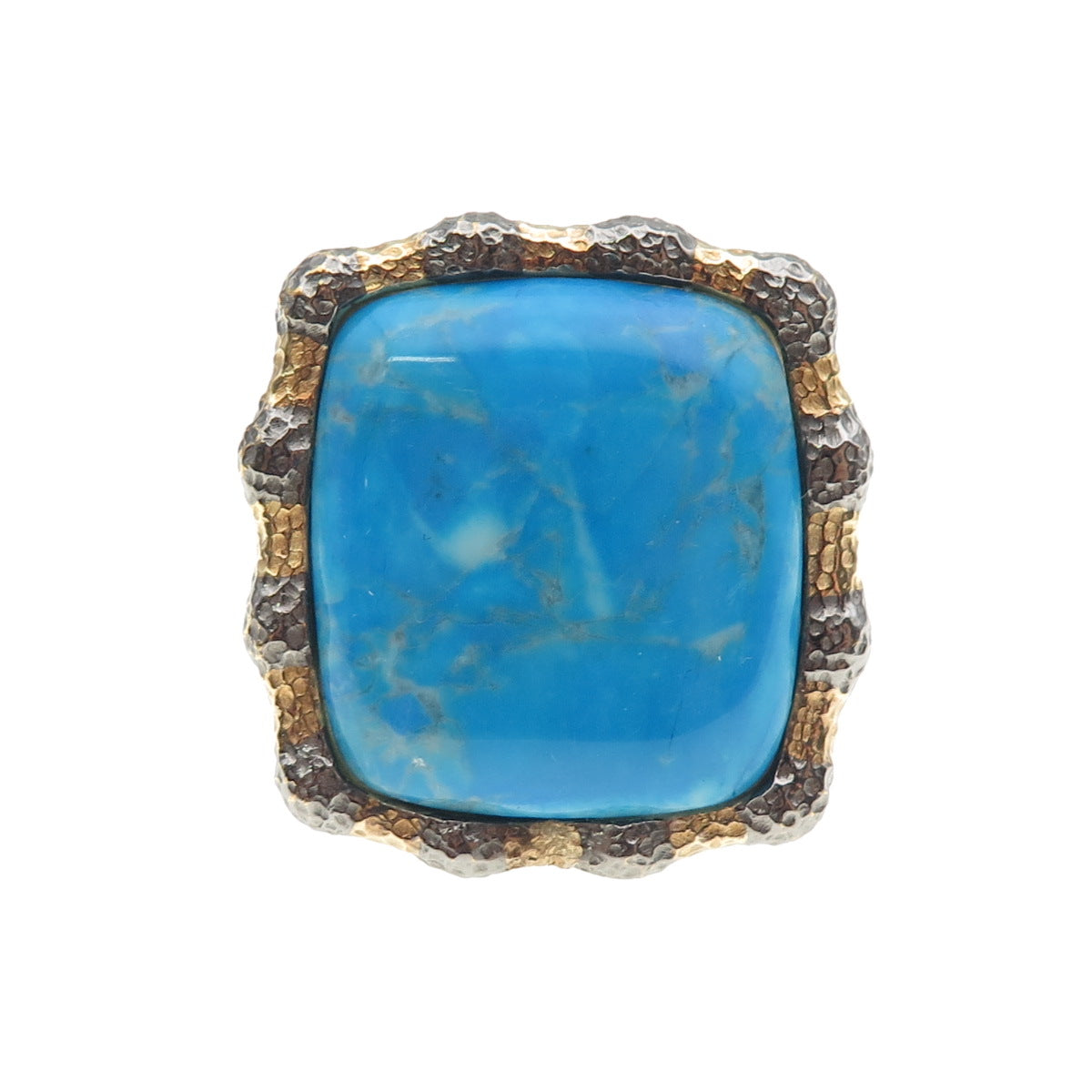 925 Sterling Silver Gold Plated Faux Turquoise Statement Ring Size 8