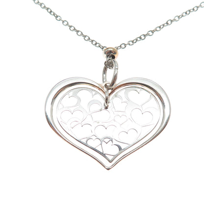 925 Sterling Silver Italy Heart Pendant Adjustable Cable Chain Necklace 24"