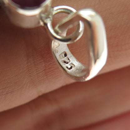 925 Sterling Silver Vintage Real MOP & Ruby Modernist Charm Pendant