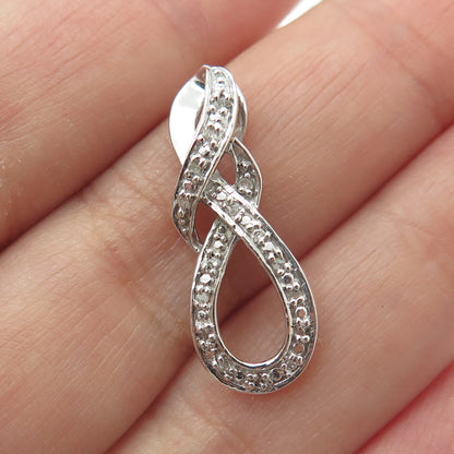 925 Sterling Silver Real Round-Cut Diamond Infinity Pendant