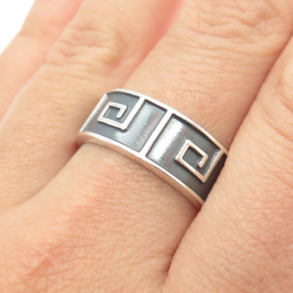 925 Sterling Silver Vintage Mexico Spiral Oxidized Band Ring Size 9.75
