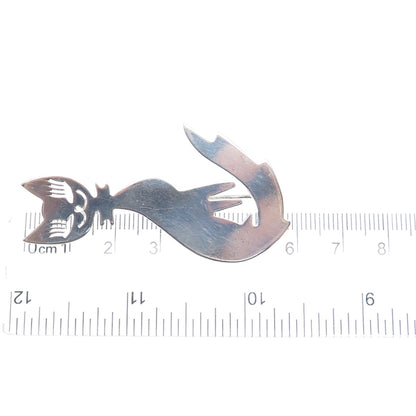925 Sterling Silver Vintage Mexico Modernist Cat Pin Brooch