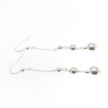925 Sterling Silver Beaded Chain Dangling Earrings