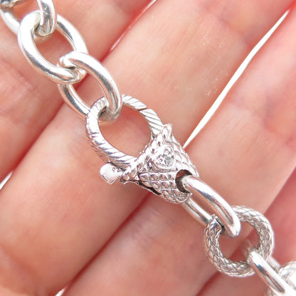 JUDITH RIPKA 925 Sterling Silver Round-Cut C Z Heart Cable Link Bracelet 8.5"