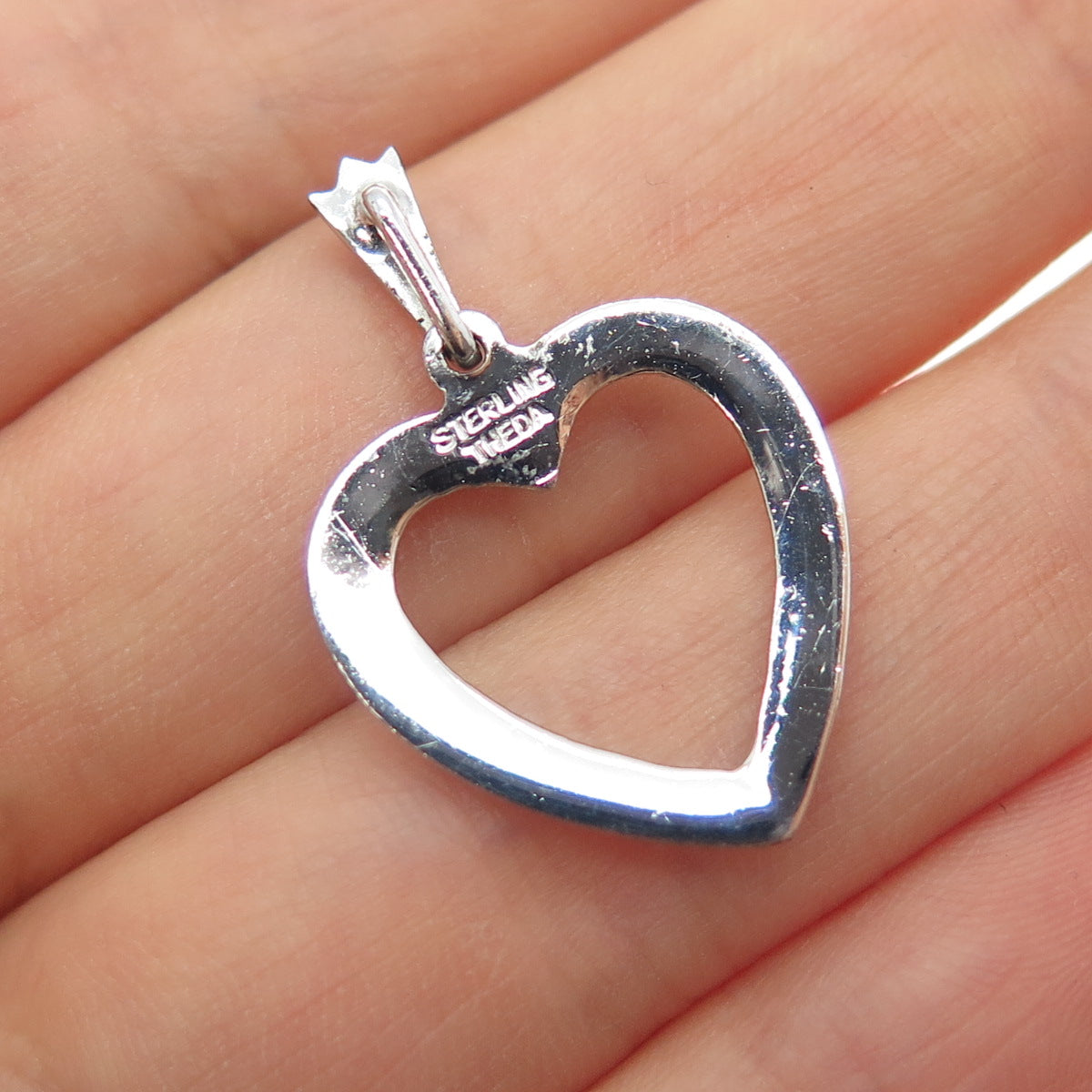 THEDA 925 Sterling Silver Antique Art Deco Real Marcasite Heart Charm Pendant