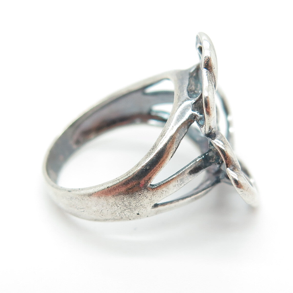 925 Sterling Silver Vintage Modernist Swirl Heart Knot Ring Size 5.75