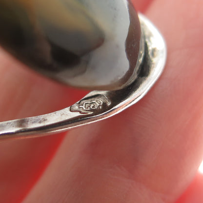925 Sterling Silver Vintage Mexico Real Tiger Eye Modernist Ring Size 5.25