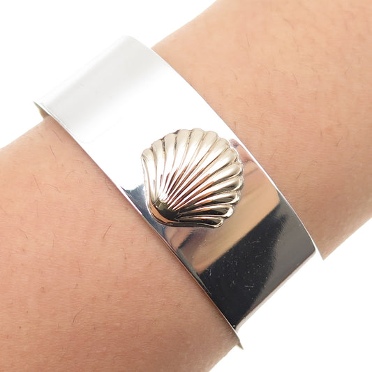 PIERRE CARDIN 14K Gold & 925 Sterling Vintage Seashell Adjustable Bracelet 6.75"