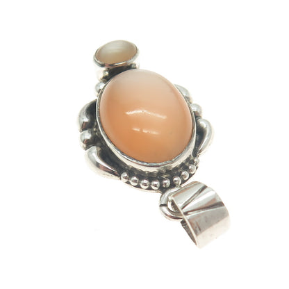 925 Sterling Silver Vintage Real Mother-of-Pearl Modernist Pendant