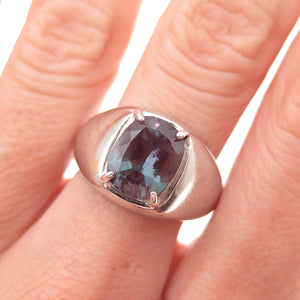925 Sterling Silver Lab-Created Peacock Sapphire Ring Size 9.25