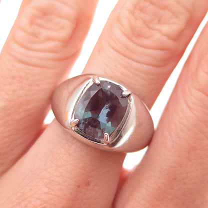 925 Sterling Silver Lab-Created Peacock Sapphire Ring Size 9.25