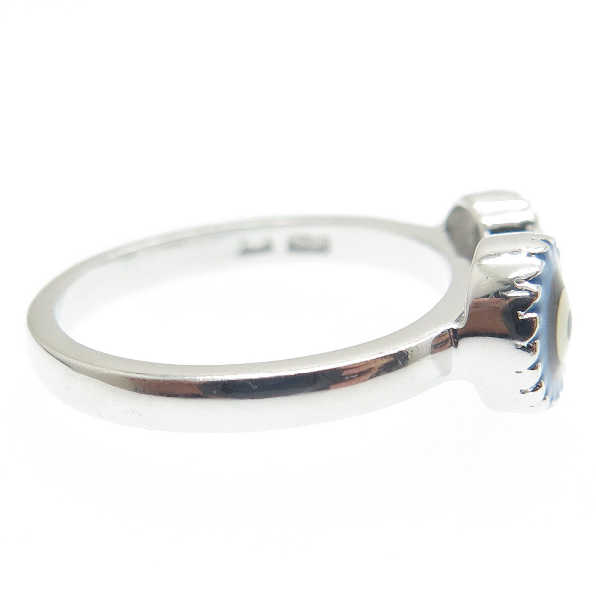 925 Sterling Silver Enamel Evil's Eye Ring Size 7