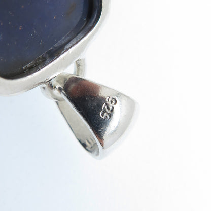 925 Sterling Silver Vintage Real Cabochon Lepidolite Charm Pendant