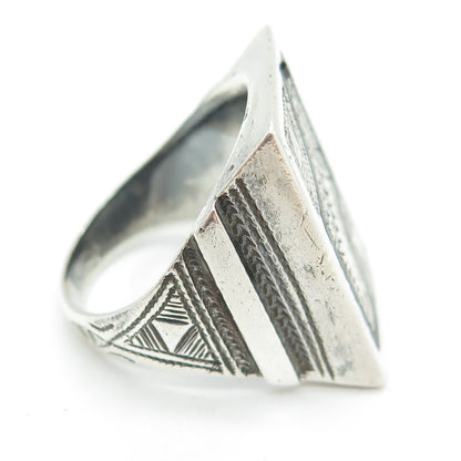 925 Sterling Silver Vintage Engraved Ethnic Ring Size 9.25