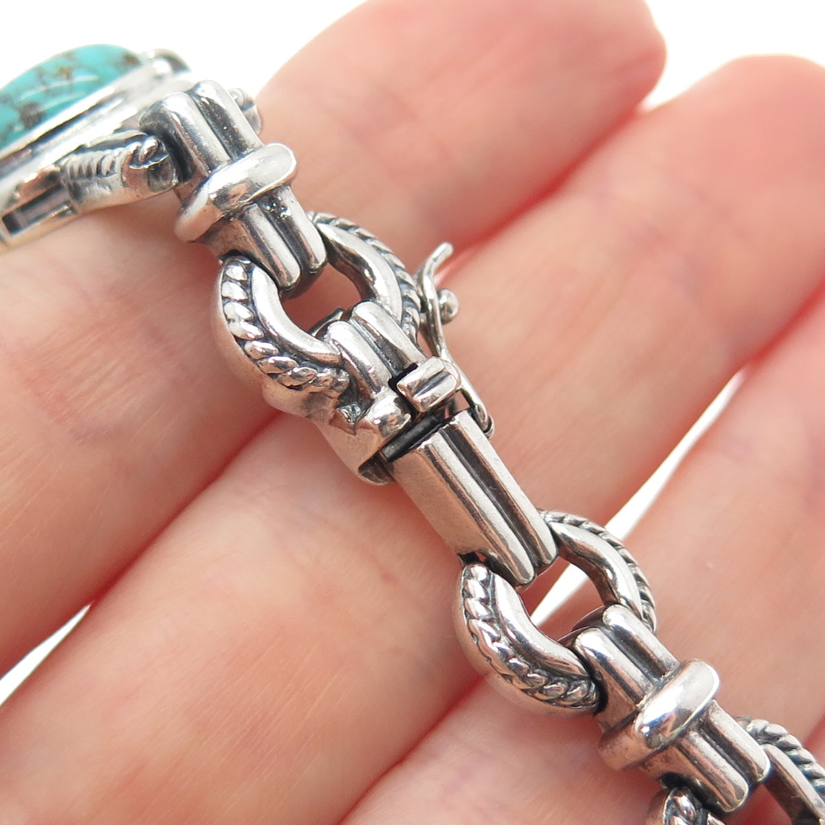 ROSS SIMONS 925 Sterling Silver Vintage Real Kingman Turquoise Bracelet 7.25"