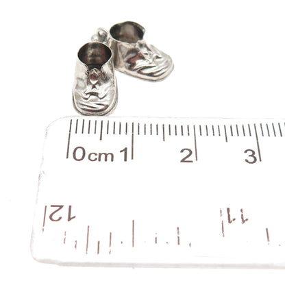 925 Sterling Silver Vintage Baby Shoes 3D Mini Charm Pendant
