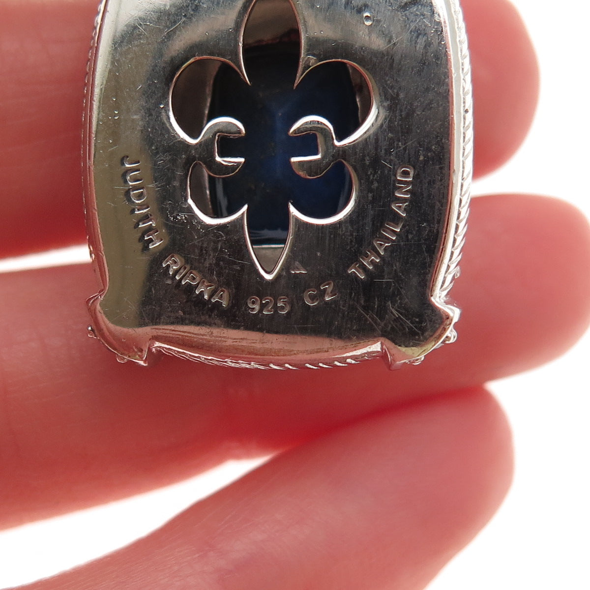 Judith Ripka 925 Sterling Silver Real Lapis & Round-Cut C Z Charm Pendant