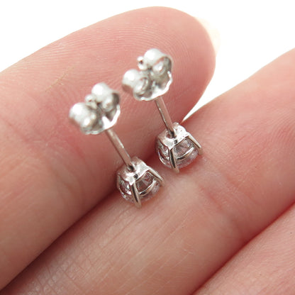 925 Sterling Silver Round-Cut C Z Stud Earrings