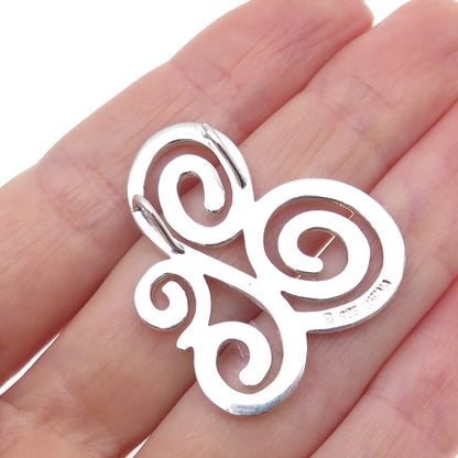 ROSS SIMONS 925 Sterling Silver Vintage Modernist Swirl Butterfly Slide Pendant