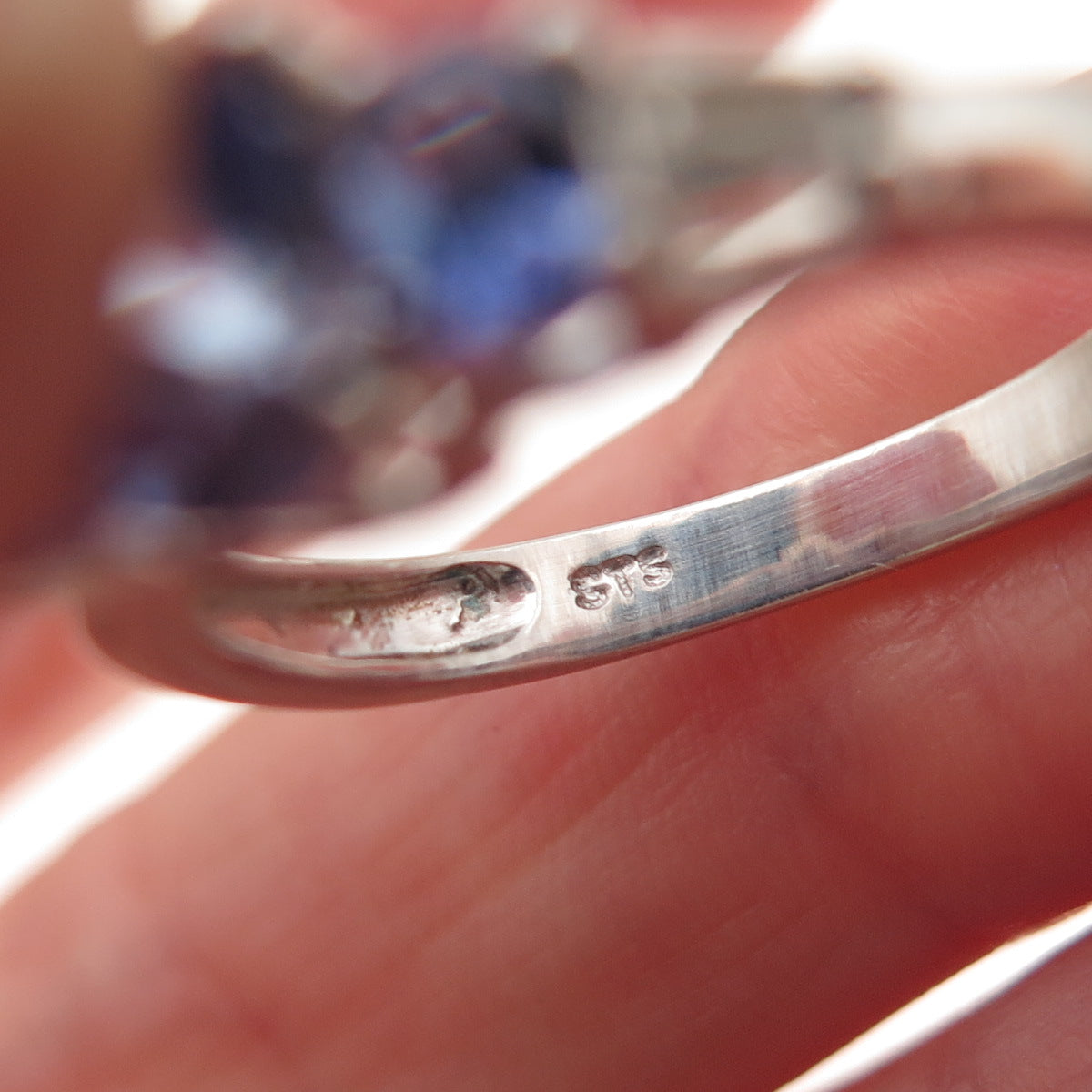 Chuck Clemency 925 Sterling Silver Real Tanzanite & White Topaz Ring Size 8.25