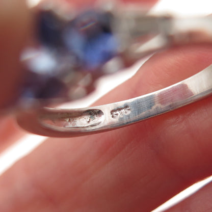 Chuck Clemency 925 Sterling Silver Real Tanzanite & White Topaz Ring Size 8.25