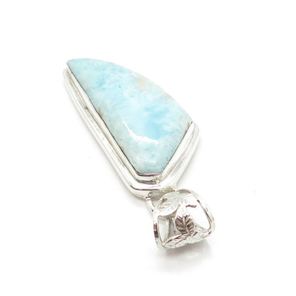 925 Sterling Silver Vintage Real Larimar Gemstone Pendant
