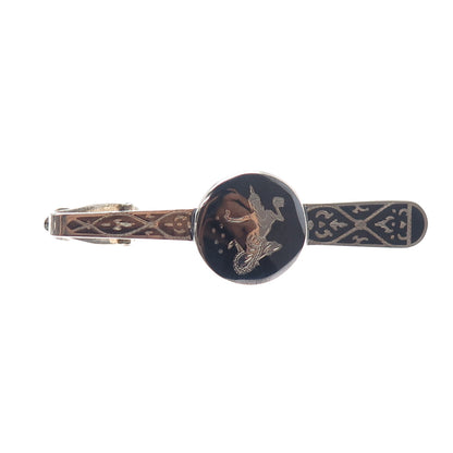 925 Sterling Silver Antique Siam Niello Hindu Goddess Tie Clip