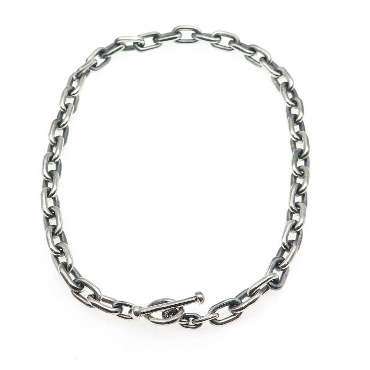 Fine Art 925 Sterling Silver Vintage Oxidized Cable Chain Necklace 16"
