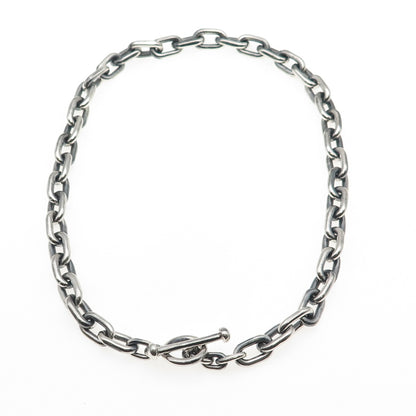 Fine Art 925 Sterling Silver Vintage Oxidized Cable Chain Necklace 16"