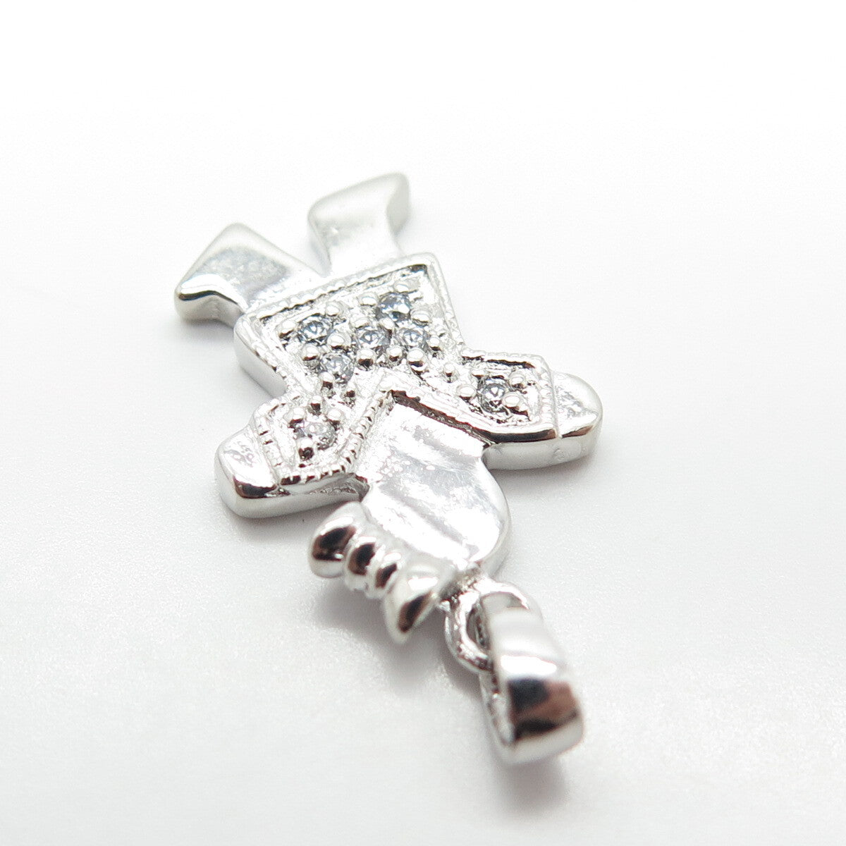 925 Sterling Silver C Z Happy Girl Charm Pendant