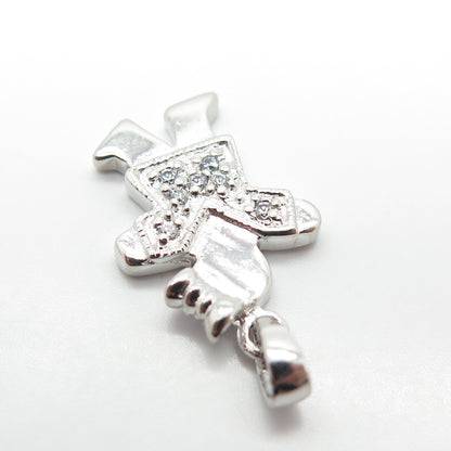 925 Sterling Silver C Z Happy Girl Charm Pendant