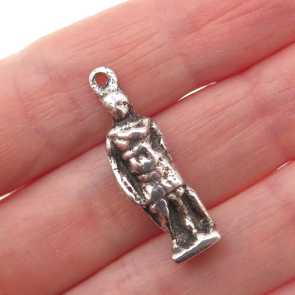 925 Sterling Silver Antique Art Deco Caesar Statue 3D Charm Pendant