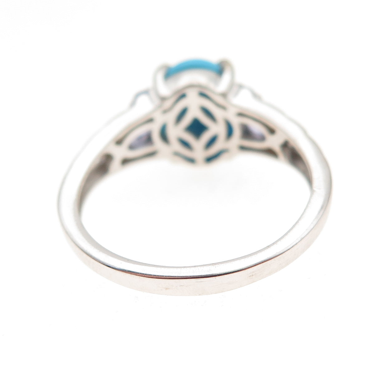 Chuck Clemency 925 Sterling Silver Real Turquoise & Tanzanite Ring Size 8