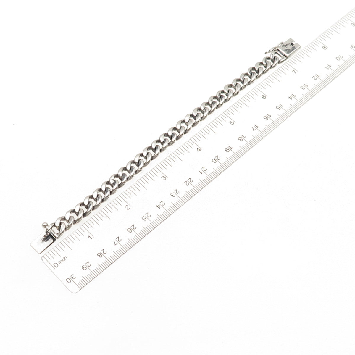 900 Silver Vintage Cuban Link Oxidized Bracelet 7"