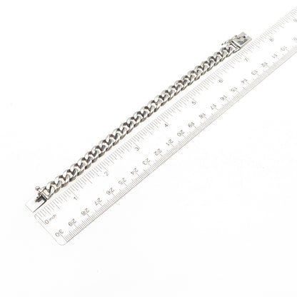 900 Silver Vintage Cuban Link Oxidized Bracelet 7"