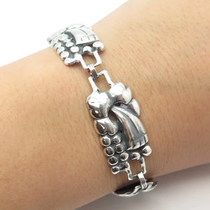925 Sterling Silver Vintage Fancy Link Bracelet 7"