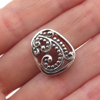 Melissa Rivers 925 Sterling Vintage Granulated Floral Slide Mini Charm Pendant